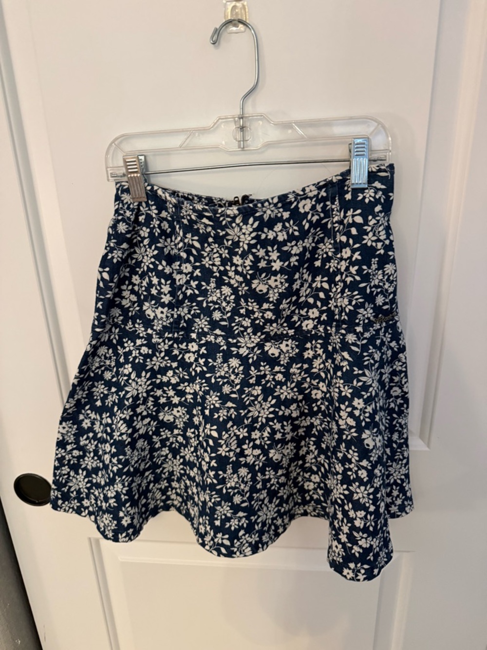 Triset Jeans Navy Floral A-Line Skirt Size M